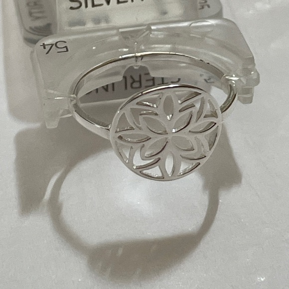 TOSH 925 Silver Plated Ring with Floral Cut-out Size 54 - Picture 9 of 16